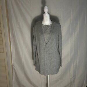 Chadwick of Boston Gray Boyfriend Cardigan with matching tank